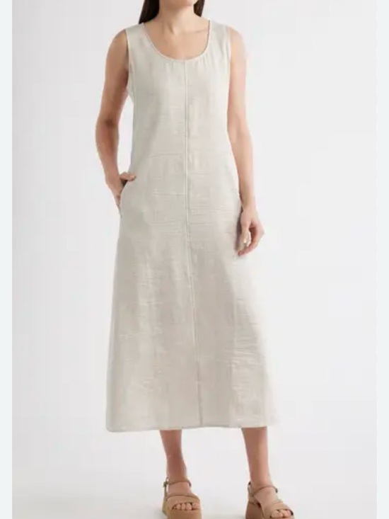Eileen Fisher Tops - Eileen Fisher Sleeveless Button-Down Organic Linen Gauze Long Shirt / Tunic